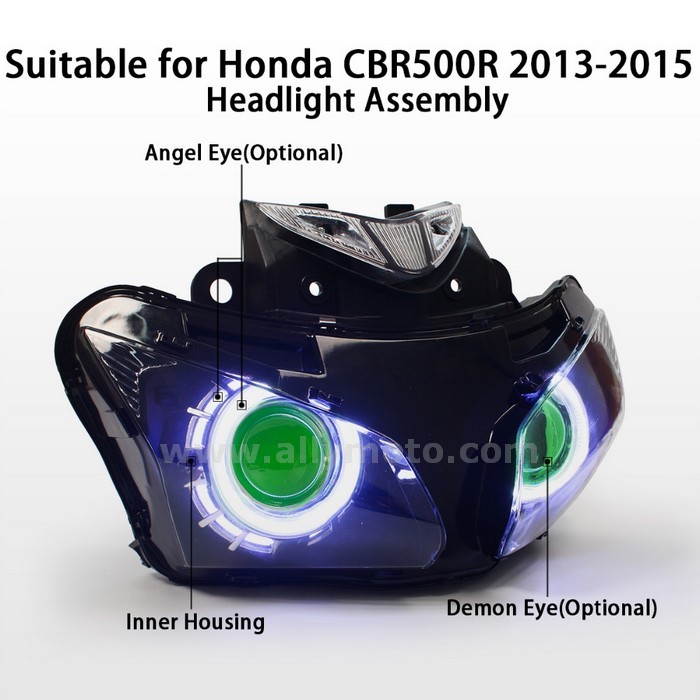 002 Headlight Honda Cbr500R 2013 2014 2015 Dual Led Angel Halos Eye Green Demon Eye-2 002 Headlight Honda Cbr500R 2013 2014 2015 Dual Led Angel Halos Eye Green Demon Eye-2